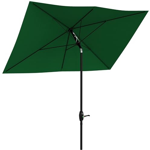 Outsunny Sombrilla de Terraza Exterior 3x2 m Parasol de Terraza Exterior con Ángulo Ajustable Mástil de Aluminio y Protección UV 50+ Sombrilla para Jardín Patio Verde