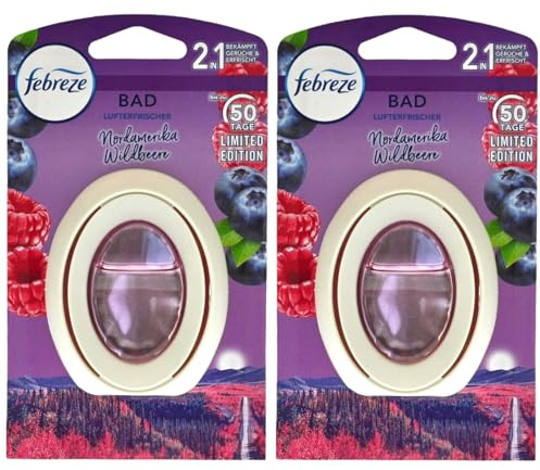 Febreze Bad Lufterfrischer, Limited Edition Nordamerika Winterbeeren Kontinuierliche Geruchsentfernung und -verhinderung, 2 Stück