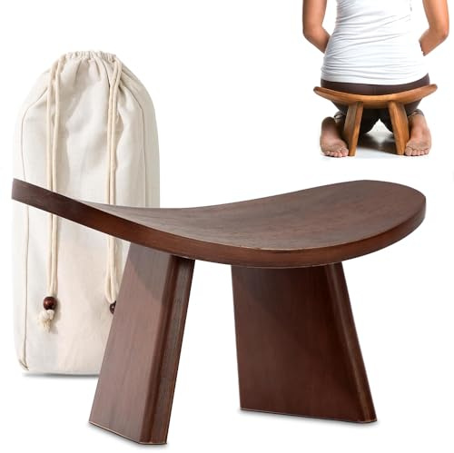 Banc De Méditation, Tabouret À Genoux En Bois Avec Sac De Voyage, Tabouret Auxiliaire De Yoga Portable, Siège Ergonomique Multifonctionnel, Chaise Confort Amovible, Pour Yoga, Prière, Méditation