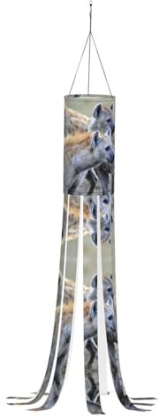 Windsack-Flagge mit Tier-Hyänen-Druck, 101,6 cm, Halloween-Outdoor-Hänge-Windsack, Flagge, für Hof, Terrasse, Garten