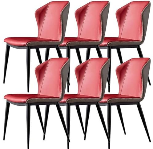 Küchen-Esszimmerstuhl, 6er-Set, PU-Leder, Küche, Wohnzimmer, Lounge, Thekenstühle, ergonomischer Sitz, stabile Metallbeine aus Karbonstahl