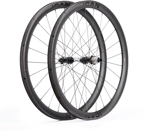 ICAN AERO(Plus) Disc 40mm/50mm 1355g/1382g/1400g/1430g Carbon Road Bike Wheelset 700C Disc Brake 18.35mm/23mm Inner Width Clincher Tubeless Compatible