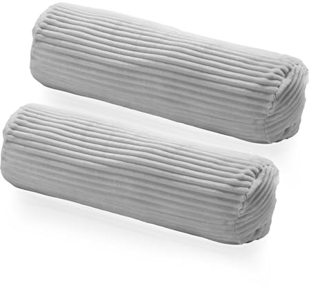 Como Dekokissen 2er-Set Kissenrolle Cordoptik Silbergrau 22 x 70 cm | Polyesterfüllung, Bezug abnehmbar inkl. Innenkissen, Sofakissen Nackenstütze für Wohnzimmer Schlafzimmer, für Zuhause