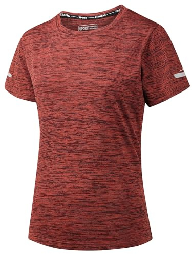 Peakwell Damen Sportshirt Atmungsaktiv T-Shirts Top Kurzarm Laufshirts Funktionsshirts Sport Oberteile