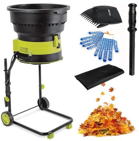 Oiyekntd Broyeur de Feuilles électrique, broyeur de Compost, broyeur de Feuilles de Jardin Filaire 2500 W avec Roues et Sac de Rangement, broyeur électrique 8000 TR/Min, Le compostage,50m-Power-Cord