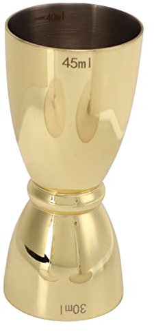 GRCFUMO Copa de medición de bebidas de acero inoxidable, jigger de cóctel doble, cóctel utilitario midiendo copa para la familia de la fiesta de bar (Gold chapado en u forma de u)