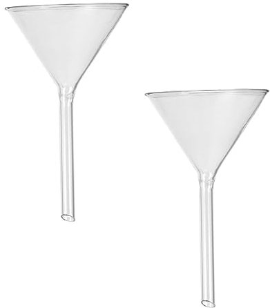 Cabilock 2piezas Embudo De Vidrio Tallo Corto De Resistente Altas Temperaturas Para Laboratorio Científico y Experimentos Químicos