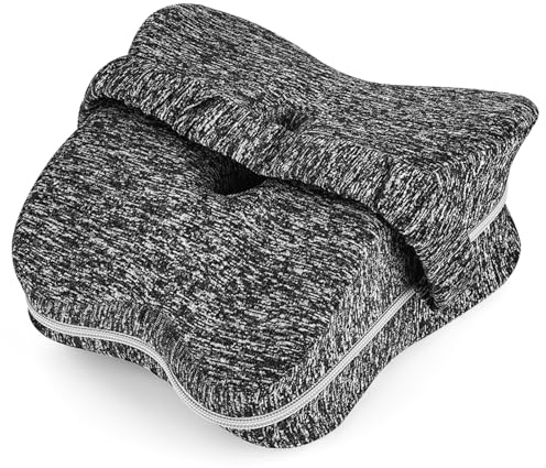 RUCUDIM Knee Pillow, Ergonomic Side Sleeping Pillows, Knees Support Pillows Hip pillows for Side Sleeping, Memory Foam Knee Pillow with Strap, Leg Support Cushion for sleeping on Side