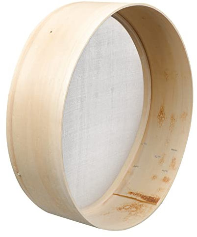 Mobestech Cedazo de Fino de Madera 27 Cm Multifuncional para Hornear Malla Fina Práctico para Repostería y Cocina Doméstica