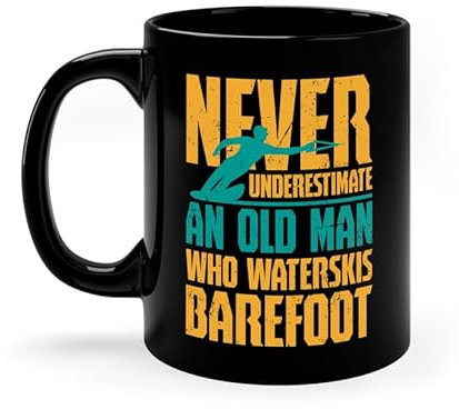 Kaffeebecher Barfuß Wassersport Wasserski Liebhaber Enthusiast Sommer See Schwarz Bürotasse Premium Weihnachtstasse Mehrfarbig Keramik-Tasse Für Freunde Arbeit Familie 330Ml