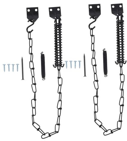 STOBOK 2 Sets Black Steel Door Guard Chain Locks Anti-Theft Internal Sliding Door Security Restrictor Heavy Duty Safety Lock