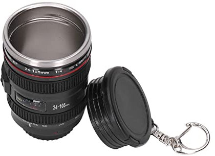 WPKD BLUEIY 100ml Camera Lens Cup, Stainl Steel EF 24-105mm F4.0L USM Coffee Mug for Photography Lovers, Lens Mug, Camera Lens Coffee Mug, Silver