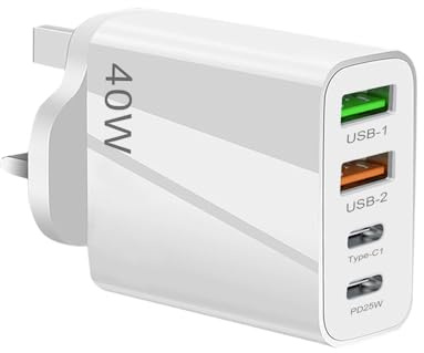Presa per caricabatterie da viaggio UK, adattatore per presa UK, 2 porte USB-A e 2 porte USB-C, adatto per Regno Unito, Irlanda, Scozia, Inghilterra, Malta, Dubai