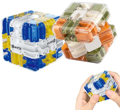 3D Labyrinth Kugel Komplexes Puzzle Mit Rollenden Kugeln, Großer Labyrinth 3D Puzzle Würfel 2-in-1 Kugellabyrinth Spielzeug, Logik- und Konzentrationsspielzeug für Kinder & Erwachsene (AB)