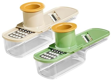 Rebanador De Ajo - Molinillo De Cocina De 2 Piezas, Contenedor Incluido, Picador De Alimentos, Cortador De Verduras De Mano Duradero | Ajos Jengibre Limón Zanahoria Para Ajo Jengibre Limón Zanahoria