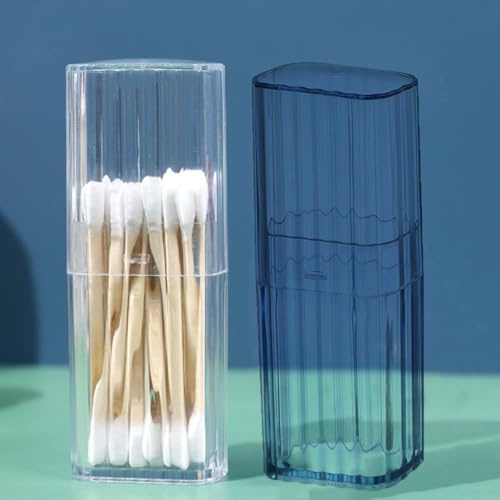 2 scatole trasparenti portatili per piccoli smistamenti da viaggio, con chiusura sicura e design compatto per tamponi di cotone (bianco)
