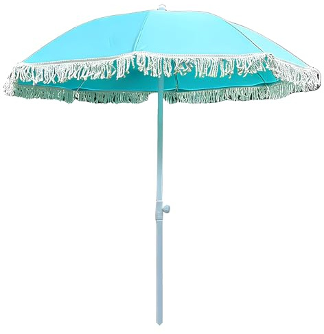 Generico Ombrellone da Esterno con Frange 140cm Parasole Leggero da Giardino Ombrellone da Patio per Terrazza Bar Spiaggia E Spazi all’Aperto