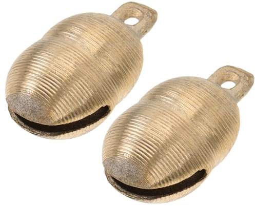 VILLCASE Haustier Glockenanhänger Goldfarbene Dekorative Glöckchen aus Messing 2 Stück mit Gutem Griff für Hundehalsband und Schaf für Selbstgemacht Bastelarbeiten