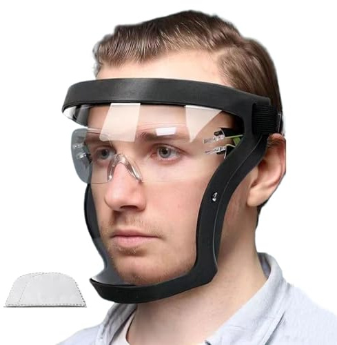 Generico Visiera Protettiva, Maschera Integrale Per Il Viso Anti-appannamento In Trasparente Cappuccio Protettivo Da Lavoro Con Fascia Regolabile Copertura Facciale Industriale Per L'edili