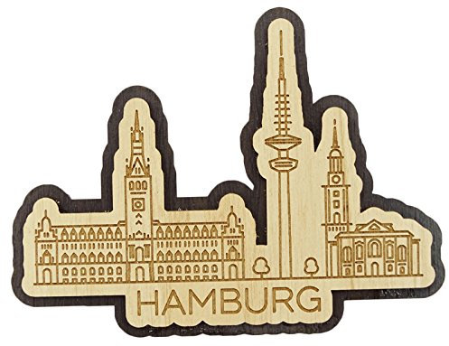 Printtoo Holzgravur Hamburg Stadt Deutschland Kuehlschrankmagnet Souvenir Collectibles