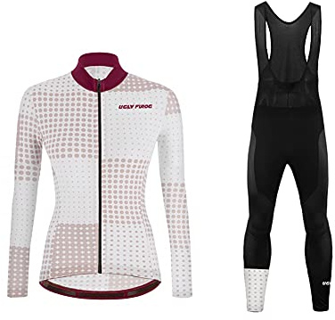 UGLY FROG Damen Radtrikot Set Fahrradbekleidung Fahrrad Langarm + Radhose mit Sitzpolster Herbst Sportbekleidung