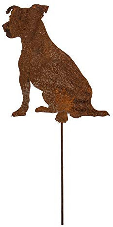 Bentatec Gartenstecker Edelrost Hund 35cm x 38cm mit Metallstab mit Metallstab Gartenschild Gartendekoration Dekoratives Element