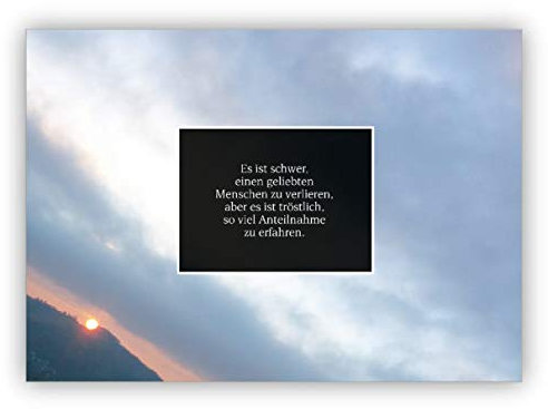 16 Foto Trauer Dankeskarte mit Abendrot: Es ist schwer, einen geliebten Menschen zu verlieren, aber es ist tröstlich so viel Anteilnahme zu erfahren. • Danksagung nach Beerdigung, Bestattung