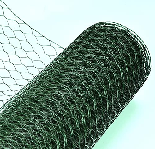 Sechseckgeflecht Sechseckdraht Maschendrahtzaun Kaninchendraht Kükendraht Hasendraht verzinkter Draht mit grüner Pulverbeschichtung 30 cm Hoch - 25 Meter lang - Maschenweite 13 mm