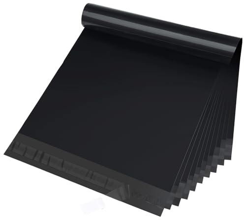 Fuxury 12X15.5 100Pcs Poly Mailers Black Heavy Duty Shipping Bags, Plastic Mailing Envelopes for Clothes, Self Seal Return Postal Polybag Bulk for Clothing T-Shirt Books Business
