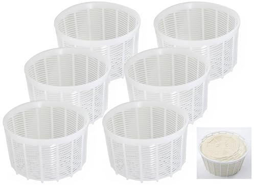 6 pcs Soft Cheese Mold for Cheese Making 1.25QT - Small Cheese Mold - Homemade Cheese Making Supplies - Cream Cheese Form Mold - Molde Para Queso Fresco Casero - Feta Ricotta Cheese Making Basket