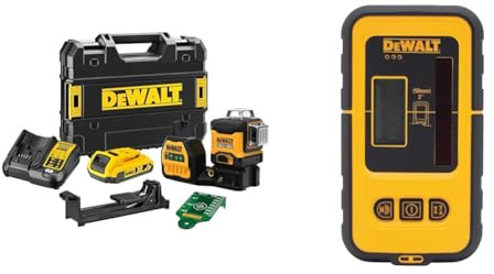 DeWalt DCE089D1G-QW DCE089D1G-QW-Láser autonivelante de 3 lineas de 360º + DE0892G-XJ DE0892G-XJ-Detector de líneas para láseres Verdes