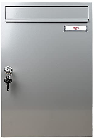 RENZ Briefkasten Classic 19 Liter - 300 mm x 440 mm x 145 mm - Einwurf 265 mm x 33 mm für Format C4 / B4 - Graualuminium (RAL 9007) - 17-1-19313