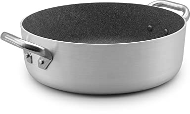 Pentole Agnelli ALSA106GPI32 Linea Shark Skin Induzione, Casseruola Bassa, Antiaderente, con 2 Manici in Acciaio Inossidabile, 32 cm