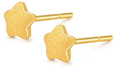 Ohrringe aus 18 Karat Gold für Damen, Stern-Ohrstecker Gold