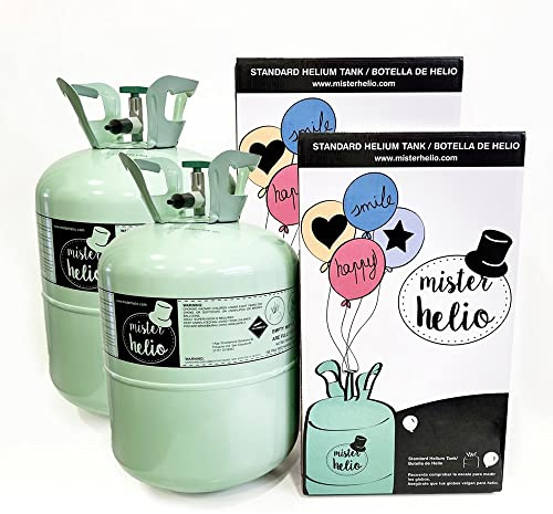 Pack 2 bombonas de helio Mister Helio de 0,45m3 sin globos, para hasta 100 globos no incluidos