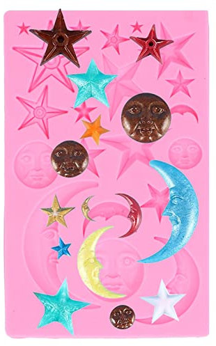 Stampi per fondente per torta stella luna sole, stampo per caramelle al cioccolato Sun Face Crescent Moon Silicone zucchero artigianale pasta di gomma Sugarcraft strumento strumenti per decorare torte