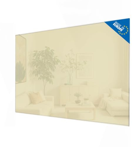 banjado Glas-Pinnwand in 120x80cm für Notizen und klare Farbgestaltung | Magnetisches Memoboard für Notizen, in der Farbe Beige für ein ruhiges Raumkonzept