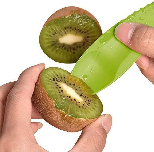 Norhogo 10 pezzi 2 in 1 kiwi cucchiaio di plastica frutta peeler taglierina cucchiaio gadget da cucina (verde)