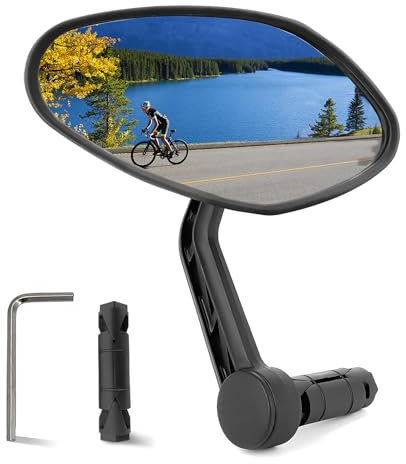 Arkham Fahrradspiegel für Lenker, HD Auto-Grad Glas Lenkerende Fahrradspiegel für Lenker Oval Rückspiegel Multi-Winkel verstellbar, Universal für E-Bike (1 Stück)