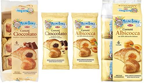Mulino Bianco Mix Cornetti con Crema al Cioccolato e Nocciole e Crema all'Albicocca 300gr - Speciale Food Service