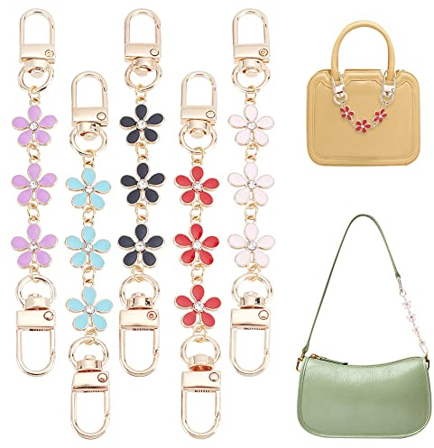 PH PandaHall 5 Colori Estensore Catena Borsa Fiori Catena Decorazione per Borsa, 13cm Catena per Borsa con Ciondoli Catena Corta per Borsa Accessorio di Ricambio per Borsa a Mano