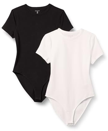 Amazon Essentials kvinnors stretch bomullströja slim-fit t-shirt kroppsdräkt, 2-pack, svart/vit, XX-Large