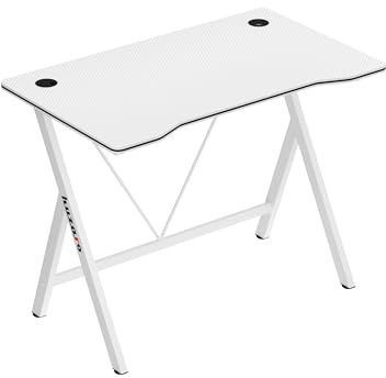 huzaro Hero 1.4 Computertisch - Schreibtisch - Bürotisch - 100 x 50 cm | Zwei Kabeldurchführung - Gaming Homeoffice - Stahlkonstruktion Carbon Tischplatte - PC Tisch - Weiß