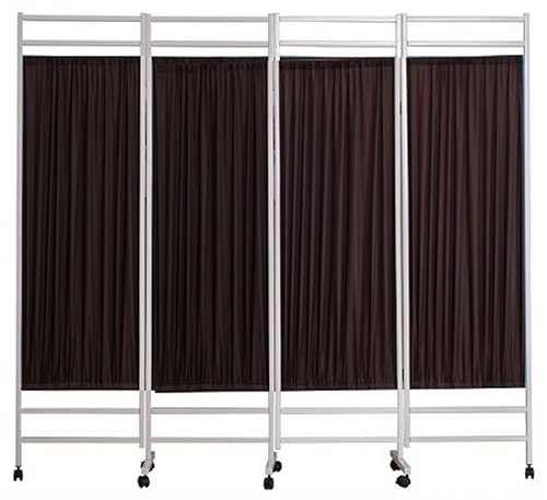 DAGROD Brown Gray Green Clinic Privacy Screens On Wheels, Heavy Duty Steel Frame Indoor Separator Partition, Hospital Divider Screen for Clinic Emergency Room Beauty (Color : Brown, Size : 4-Panel)