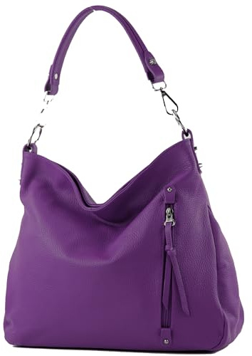modamoda de T183 Damen Schultertasche Business Bag Groß Echtleder handmade in Italy