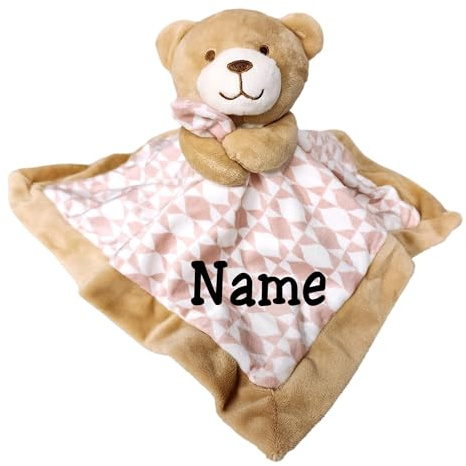 SONA G DESIGNS Personalized Baby Lovey - Bear Security Blankie Blanket Rattle