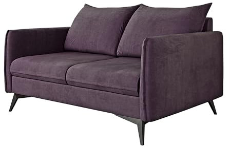 S-Style Möbel Nina Sofa 2-Sitzer Sofa für Wohnzimmer Couch Freistehende Polster Sofas & Couches Couchgarnitur Mit Schwarzen Metallfüßen Lila 138 x 91 x 86 cm