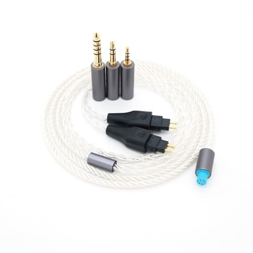 Yaowanguan Bilanciato Cavo con Adattatore da 4.4mm,2.5mm,3.5mm per Sennheiser HD580 HD650 HD660 HD600S Cuffie,HD414 HD25 3 in 1 Ricambio Aggiornamento Filo(Argento)