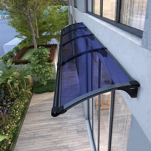 kefu01 Auvent de Porte et Fenêtres Moderne en Aluminium,Marquise de Porte d'Entrée d'Évier Bleu,Toit Abri Protection UV,Auvent de Terrasse en Polycarbonate,avec Support Mural (45x120cm/18 x47)