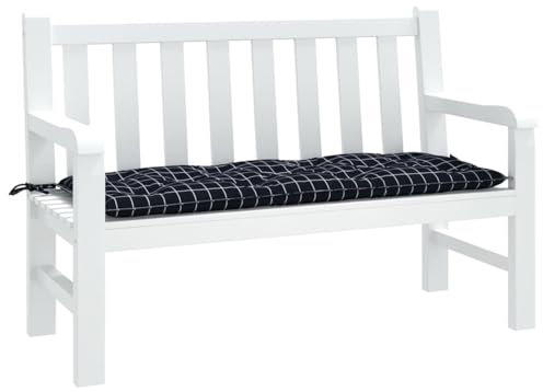 Tidyard Bankauflage Gartenbankauflage Bankkissen Gartenbank Auflage Stuhlkissen Sitzkissen Polsterauflage Kissenauflage Sitzpolster Bankpolster Auflage für Gartenbank Schwarz Karomuster 120x50x7 cm